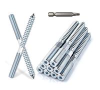 XRXYMQ 20 tornillos M8 x 100 mm, tornillos de rosca doble galvanizados, M8, tornillos para madera con pieza hexagonal Torx T25, tornillos de doble cara para proyectos de construcción de madera