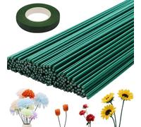 XRXYMQ 200 Piezas Alambre Floral 30 cm Alambre de Floristería Ø 2 mm Alambre de Enchufe Floristería mit 1 Cinta Verde para Flores Alambre Varillas para Manualidades para Hacer Manualidades de Flores