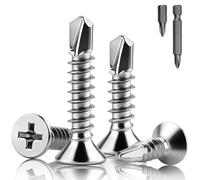 XRXYMQ 200 Piezas Tornillos Autorroscantes M4.2x19 mm Tornillos Roscachapas 410 Acero Inoxidable Tornillo Roscachapa Cabeza Plana Autorroscantes para Fijación de Muebles e Instalación Electromecánica