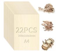 XRXYMQ 22 Piezas Tablero Madera 2mm Madera Contrachapada A4 300x210x3 mm Maderas Para Bricolaje Pirograbado Corte por Laser Modelado Regalos Decoraciones