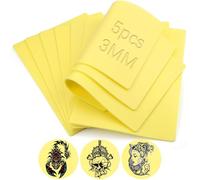 XRXYMQ 5 Piezas Piel Sintética Tatuaje 3mm Pieles Sintéticas Tatuaje 200 x 297 mm A4 Piel Sintética de Doble Cara Tapar Tatuajes para Práctica Principiantes y Artistas del Tatuaje Amarillo