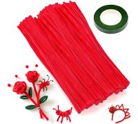 XRXYMQ Limpiapipas 200 Piezas 30 cm x 6 mm Rojo Vivo Chenilla Manualidades