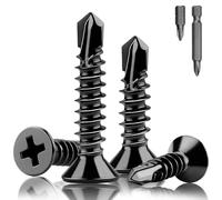 XRXYMQ M4.8x32 mm Tornillos Roscachapas Negro 80 Piezas Tornillos Autorroscantes 410 Acero Inoxidable Tornillo Roscachapa Cabeza Plana Autorroscantes para Fijación Muebles Instalación Electromecánica