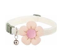 XS - Collar de perro con campana, collar de gato de flores beige con campanas de gamuza para niña, lindo collar de cachorro elegante con campanas para XXS XS Tiny Little Kitten Pet hembra, cuello de 8