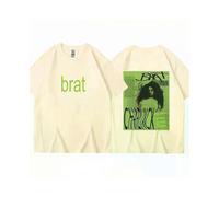 (XS,Khaki)Charli Xcx Brat 2024 New Album Graphic Tshirt Men Women Fashion Vintage Popular T-shirt Cotton Casual Loose T-shirts Streetwear