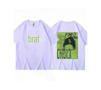 (XS,Light Purple)Charli Xcx Brat 2024 New Album Graphic Tshirt Men Women Fashion Vintage Popular T-shirt Cotton Casual Loose T-shirts Streetwear