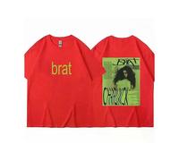 (XS,Red)Charli Xcx Brat 2024 New Album Graphic Tshirt Men Women Fashion Vintage Popular T-shirt Cotton Casual Loose T-shirts Streetwear