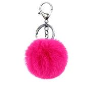 Xsclpomddy Llavero de pompón de piel artificial, llavero de bola suave, llavero esponjoso, colgante para bolsa de coche, rosa (b), 3.1in