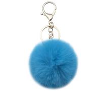 Xsclpomddy Pom Pom Llavero Artificial Pelo de Conejo Suave Bolso Colgante Bola Llavero para Bolso Coche Colgante Decoración, azul brillante, 10cm