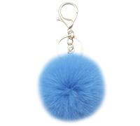 Xsclpomddy Pom Pom Llavero Artificial Pelo de Conejo Suave Bolso Colgante Bola Llavero para Bolso Coche Colgante Decoración, azul claro, 10cm