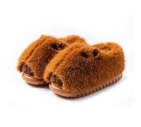XSCQ Capybara - Pantuflas de felpa 3D, pantuflas cálidas de invierno para mujeres y hombres, zapatos de casa de dibujos animados peludos, Cobertura completa marrón, 37 EU