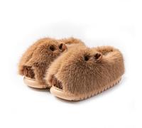 XSCQ Capybara - Pantuflas de felpa 3D, pantuflas cálidas de invierno para mujeres y hombres, zapatos de casa de dibujos animados peludos, Cubierta completa marrón claro, 37 EU