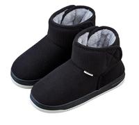 XSCQ Pantuflas cálidas de invierno para personas mayores, unisex, antideslizantes, para interiores y exteriores, con velcro ajustable, Negro -, 37 EU