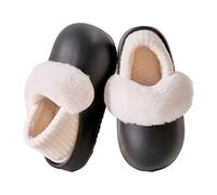 XSCQ Pantuflas de invierno para mujer, forro de felpa, forro extraíble para una fácil limpieza, suela antideslizante, impermeables, acogedoras y cálidas, Negro - Cobertura completa, 35 EU