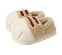 XSCQ Pantuflas de pata de gato, bonitas pantuflas de interior de felpa para mujer, antideslizantes, esponjosas, para invierno, regalos para amantes de los gatos, Caqui, 40 EU