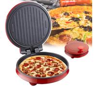 XSDAJSD Pizzera eléctrica de encimera de 1000 W, Placa Antiadherente, Calentamiento por Ambos Lados, Apertura de 180 Grados, diámetro Grande: 23 cm, para quiches y Crepes, Color Rojo