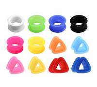 XSDSLS 12 Pares Silicona Oreja Tapones Túneles Flexible Set 6-18mm Doble Acampanado Expansor Oreja Medidores Piercing Estiramiento Carne Túnel Tapones Triángulo Redondeado Oreja Túneles (10 MM)