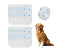 XSDSLS 20 Calcetines Desechables para Perros, Botas para Patas lesionadas, Impermeables, para Evitar lamer, Vendajes para Patas, Zapatos para Perros medianos (Blanco, M)