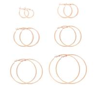 XSDSLS 6 Pares De Aros Para Mujer, Ligeros, HipoalergéNicos, Finos Y Grandes, Para NiñAs De 20/30/40/50/60/70 Mm (Oro rosa)