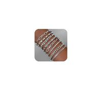 XSDSLS 8 Pcs Cadena Pulsera Set para Mujeres Acero Inoxidable Stacking Pulseras Oro Plata Twist Cuerda Pulseras Paperclip Pulseras Caja Cadena Pulseras Figaro para Mujeres (Plata)