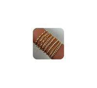 XSDSLS 8 Pcs Cadena Pulsera Set para Mujeres Acero Inoxidable Stacking Pulseras Oro Plata Twist Cuerda Pulseras Paperclip Pulseras Caja Cadena Pulseras Figaro para Mujeres (Oro)