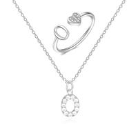 XSDSLS Collar Con Inicial De Plata, Collar Con Letras De La A A La Z, Anillos Con Inicial En Forma De CorazóN Para Mujeres Y NiñAs, Collar Con Colgante De Letra, Gargantilla Con Dije (O)