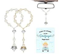 XSDSLS Rosario para coche, colgante de ángel de la guarda, espejo retrovisor, amuleto de la suerte, decoración interior del coche, regalo de ángel de la guarda, suerte, moda (Tarjeta azul)