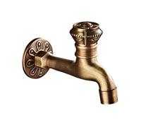 XSDSM Grifo Agua Fria Pared Grifo de Jardín Exterior Retro Salida de Agua de Malla, Tallado de Una Sola Manija, Adecuado para Balcón G1/2,Color Antiguo,14 CM