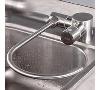 XSDSM Grifo Cocina Abatible Osmosis Doble, Grifo de Agua Potable Fregadero de Cocina, Grifo Con Cuello de Cisne, Giratorio 360°, Acero Inoxidable 1/4 '',Color Cepillado