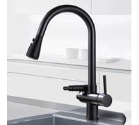 XSDSM Grifo Cocina Extensible Grifos Cocina Fregadero Con Conector De Lavavajillas,Negro