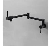 XSDSM Grifo Cocina Pared Laton Grifo De Llenado De Ollas Plegable con Un Solo Orificio Y Dos Manijas,Negro