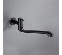 XSDSM Grifo de Cocina de Pared Negro con Rotación de 180° Grifo de Agua Fría de Una Sola Manija Acero Inoxidable G1/2,35 CM