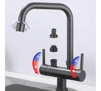 XSDSM Grifo De Cocina Fregadero Un Solo Agujero Grifo De Cocina Con Interfaz De Lavavajillas,Pistola Gris