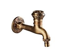 XSDSM Grifo de Jardín Exterior Retro Grifo Agua Fria Pared la Salida de Agua se Puede Conectar a Una Tubería de Agua Externa Tallada de Una Sola Manija Adecuado para Lavadora G1/2,Color Antiguo,14 CM