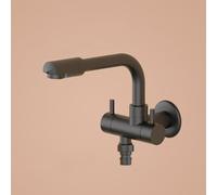 XSDSM Grifo De Pared para Lavadora Grifo Agua Fria Pared Grifos Doble Salida Apto para Baño O Balcón,Gris Pistola