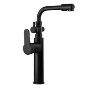 XSDSM Grifo Doble Salida con conector Manguera 1/2 Pulgada Grifo Mezclador para Lavabo Monoforo para Lavadora Y Lavavajillas,Negro