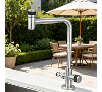 XSDSM Grifo Exterior Doble Salida Giratorio 360° 1/2 Grifo Jardin De Acero Inoxidable Solo Agua Fría Apto para Lavadora,Cepillado