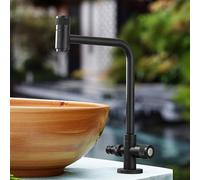 XSDSM Grifo Exterior Doble Salida Giratorio 360° 1/2 Grifo Jardin De Acero Inoxidable Solo Agua Fría Apto para Lavadora,Negro