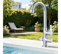 XSDSM Grifo Exterior Doble Salida Giratorio De 360 ° conector Manguera De 1/2 Pulgada Grifo para Lavadora Latón Solo Agua Fría,Cromado