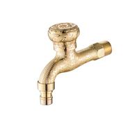 XSDSM Grifo Exterior Jardin Vintage Grifo Agua Fria Pared la Salida de Agua se Puede Conectar a Una Tubería de Agua Externa Manija Única con Alivio Redondo Aleación de Zinc G1/2, Dorado, 12 CM