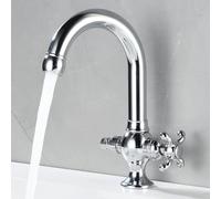 XSDSM Grifo Jardin con Doble Caño Grifos De Jardines Exteriores Alto 22.5cm Latón Solo Agua Fría Un Solo Orificio,Plata