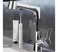 XSDSM Grifo para Lavabo de Baño Extensible, Grifo Elevador de 2 Modos, Grifo Lavabo Giratorio de 360°,plata