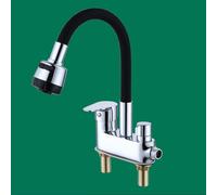 XSDSM Grifo para Lavadora Grifo De Baño Doble Salida Grifos De Lavabo Latón Agua Fría Y Caliente,Negro Plateado