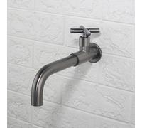 XSDSM Grifo Pared Agua Fria Grifo De Cocina Fregadero Acero Inoxidable Giratorio De 360° G1/2 Pulgadas,Gris Pistola