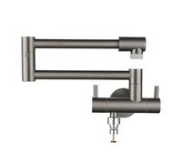 XSDSM Grifo Pared Lavadora Grifo Doble Salida Lavabo Plegable Doble Manija Grifos Mezclador De Baño Solo Agua Fría,Gris Pistola