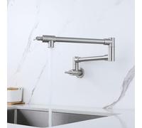 XSDSM Grifo Plegable Cocina Pared para Llenar Ollas Giratorio 360° con Brazo Basculante De Doble Articulación Grifo Fregadero De Acero Inoxidable Manijas Dobles,Cepillado