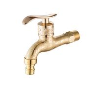 XSDSM Retro Grifo Agua Fria Grifo Exterior Jardin Pared la Salida de Agua se Puede Conectar a Una Tubería de Agua Externa Manija Única Puntiaguda en Relieve, Aleación de Zinc G1/2, Dorado, 12 CM