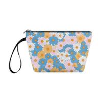 Xsehusvy - Bolsa de maquillaje para mujer, con cremallera, bolsa de aseo con asa, bonito kit de lavado de viaje esencial para las cuatro estaciones, margarita
