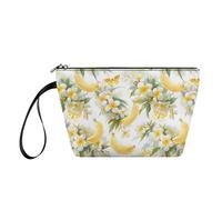 Xsehusvy - Bolsa de maquillaje para mujer, con cremallera, bolsa de aseo con asa, bonito kit de lavado de viaje esencial para las cuatro estaciones, Plátano de flores tropicales