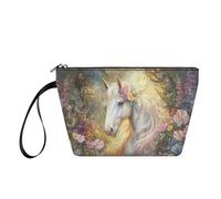 Xsehusvy - Bolsa de maquillaje para mujer, con cremallera, bolsa de aseo con asa, bonito kit de lavado de viaje esencial para las cuatro estaciones, caballo